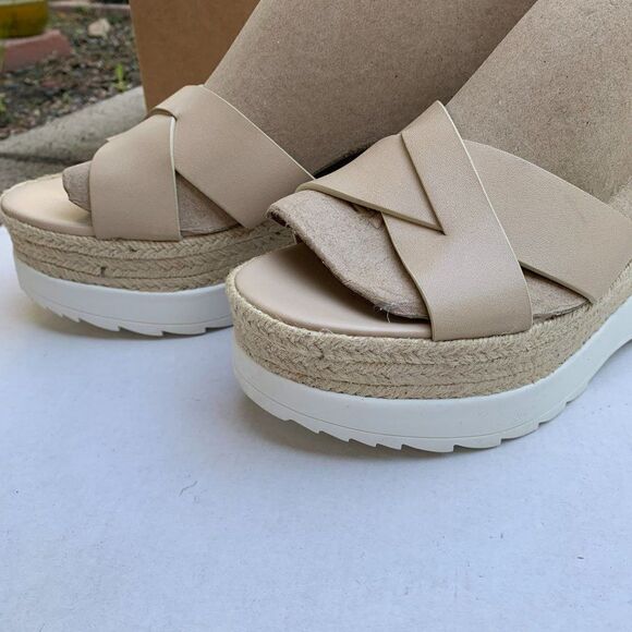 Marc Fisher Womens Zarita Leather Strappy Espadrilles Sz 11M in Cream - Picture 5 of 13